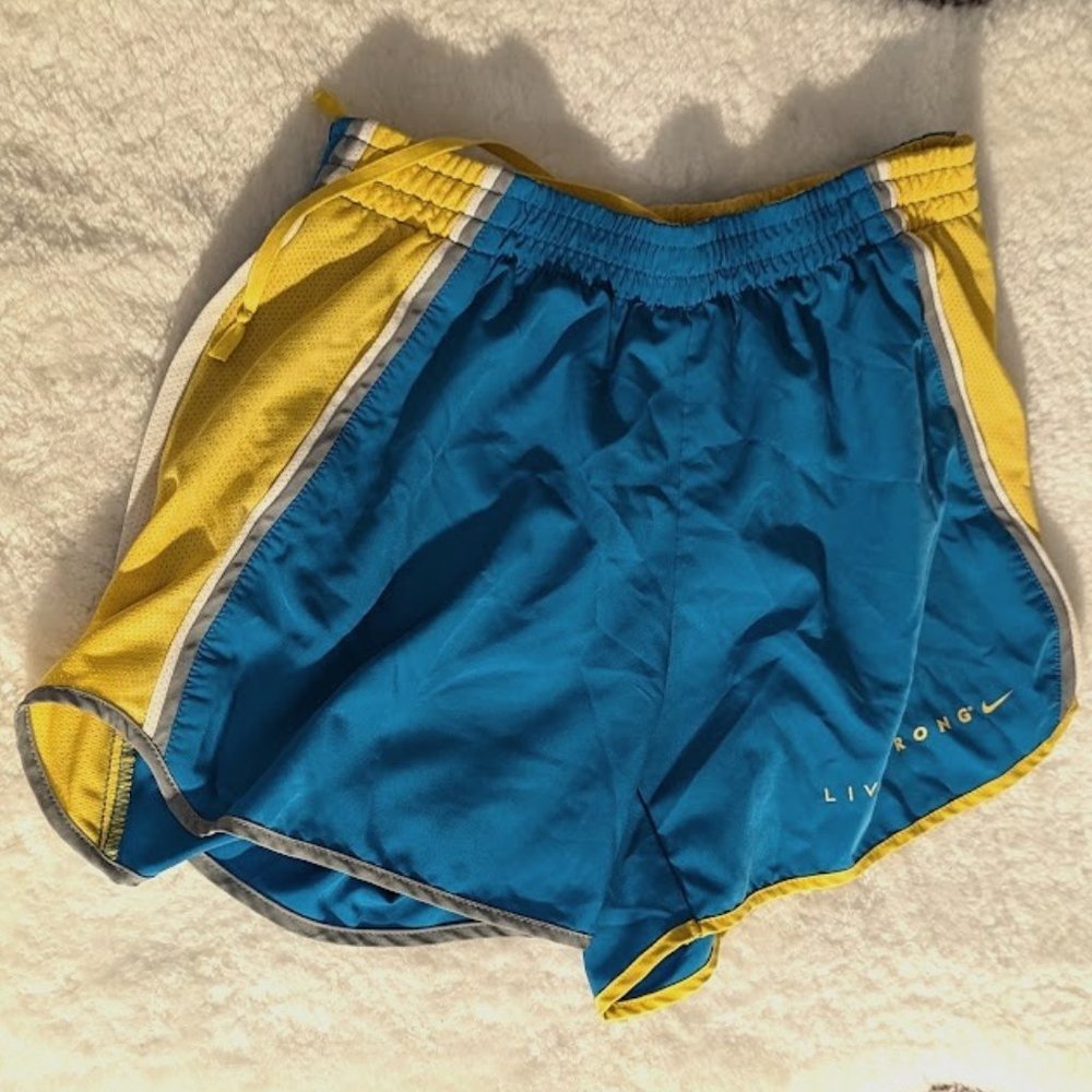 Blue and Yellow Nike Dri-Fit Womens Athletic Shorts